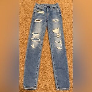 American Eagle Outfitters Light Blue Distressed Skinny Jeans